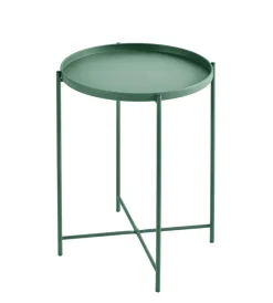 Tavolini|Tavolino salotto "frosty" in metallo verde, ø38 cm