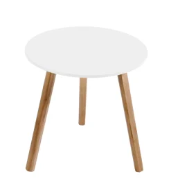 Tavolini|Tavolino salotto "lizzy" bianco in bamboo, ø40 cm