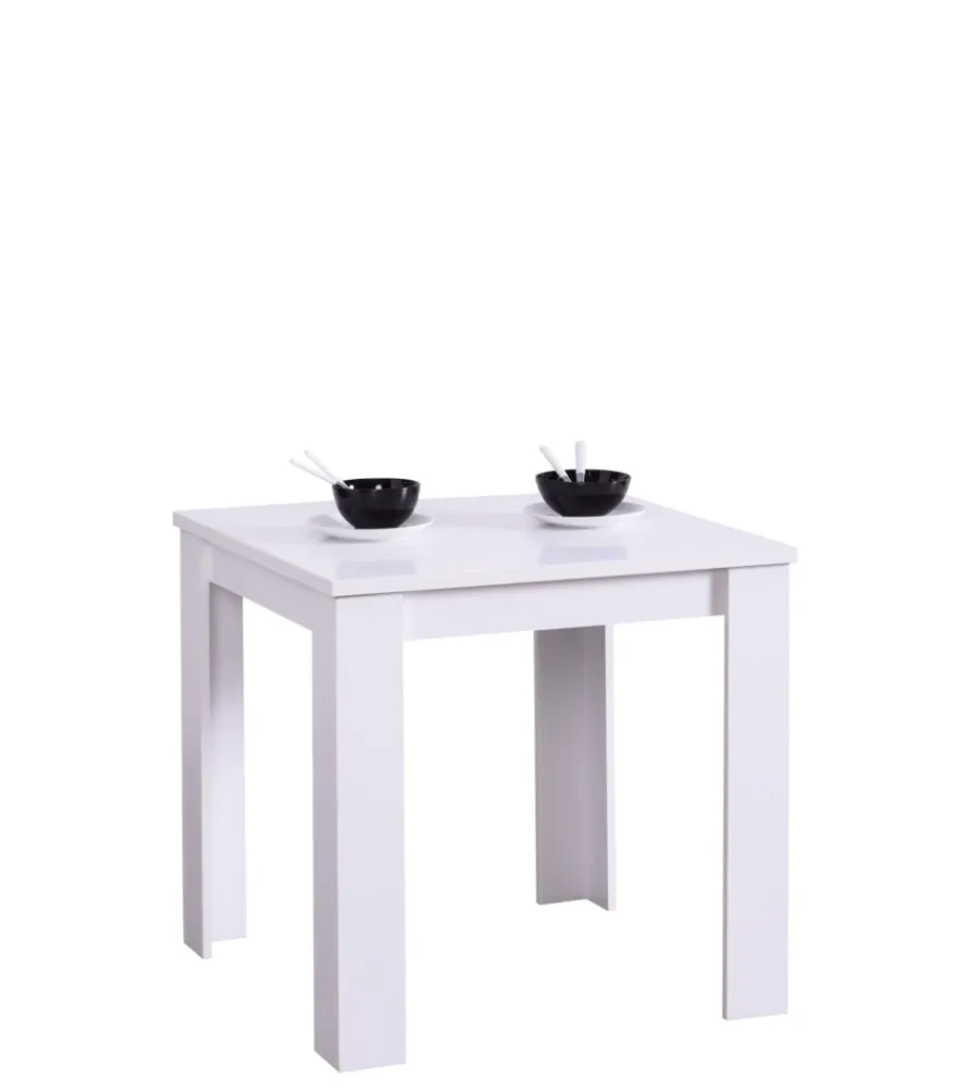 Tavoli-BellaHome Tavolo "alicante" bianco opaco, 80x80x75cm