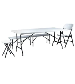 Campeggio-EuroGarden Tavolo da campeggio pieghevole in polietilene bianco 183x76x72 cm