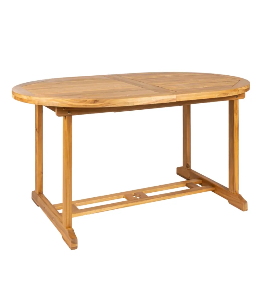 Online Tavolo da esterno allungabile ovale in legno di acacia 150/200x100x75 cm Mobili Da Giardino E Accessori