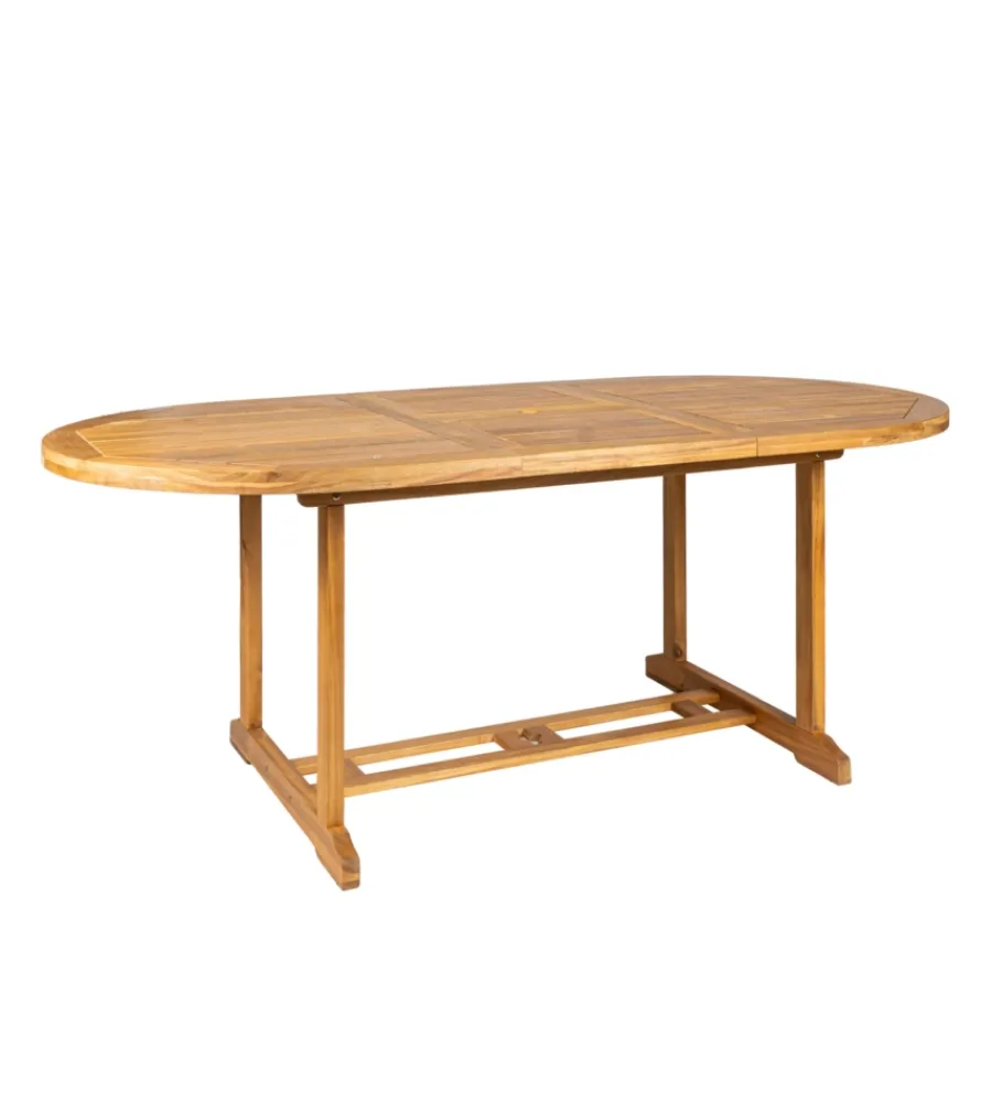 Online Tavolo da esterno allungabile ovale in legno di acacia 150/200x100x75 cm Mobili Da Giardino E Accessori