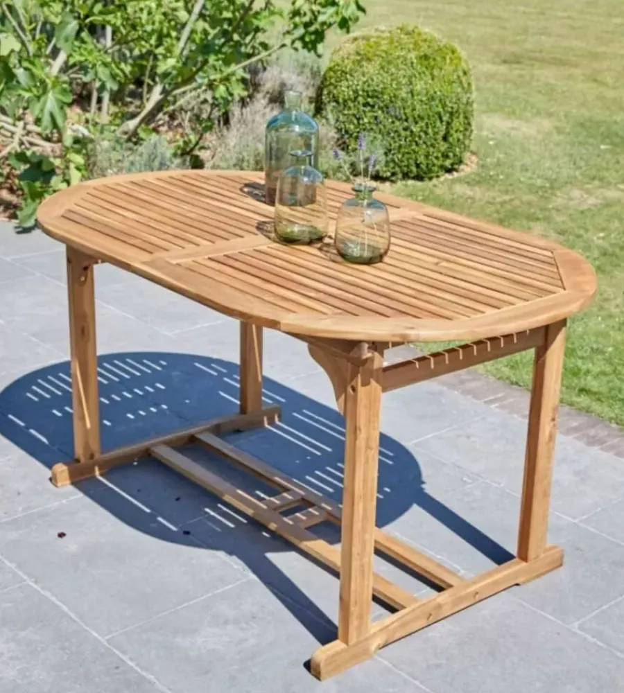Online Tavolo da esterno allungabile ovale in legno di acacia 150/200x100x75 cm Mobili Da Giardino E Accessori