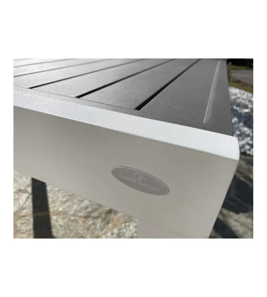 New Tavolo da esterno allungabile riviera "azalea" in alluminio bianco e grigio 135/270x90x75 cm Mobili Da Giardino E Accessori