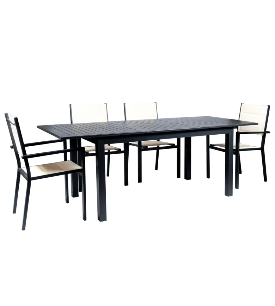 Mobili Da Giardino E Accessori-EuroGarden Tavolo da esterno allungabile in alluminio grigio 210/152x89x75 cm
