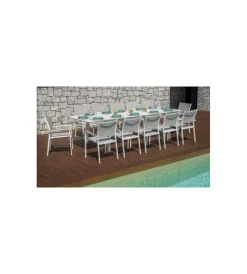Mobili Da Giardino E Accessori|Tavolo da esterno allungabile solaria "porto ercole" in alluminio bianco 200/300x102x75 cm