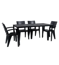Mobili Da Giardino E Accessori|Tavolo da esterno "california" in polipropilene e alluminio antracite 160x80x75 cm