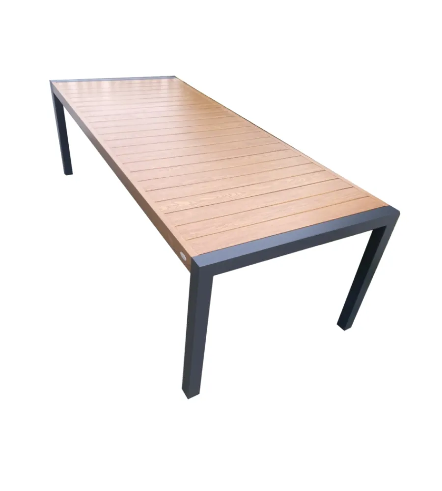 Mobili Da Giardino E Accessori|Tavolo da esterno estensibile "alissa" in alluminio teak naturale 160/240x100x74 cm