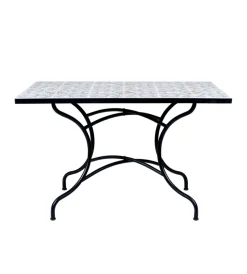 EuroGarden Mobili Da Giardino E Accessori|Tavolo da esterno "mediterranea" in ferro con top piastrelle 120x80x75 cm