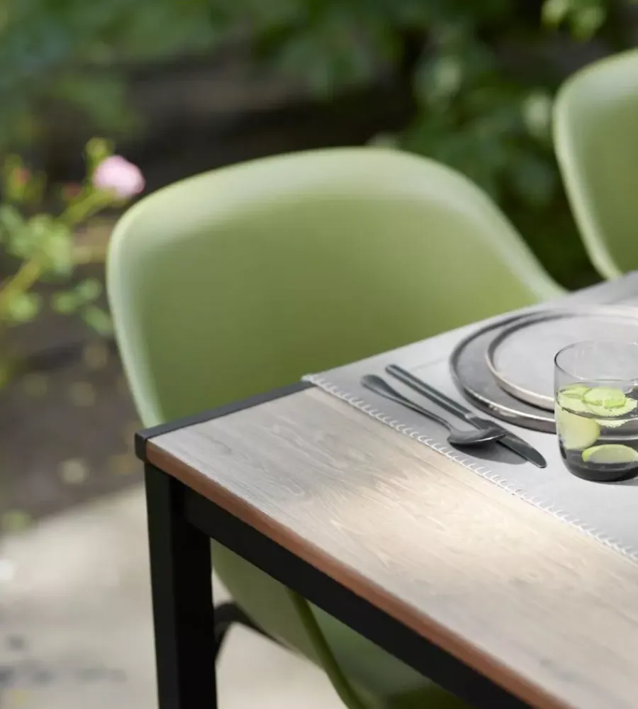 Mobili Da Giardino E Accessori-Keter Tavolo da esterno "porto 200" in metallo grafite e piano effetto legno frassino 200x95x75 cm