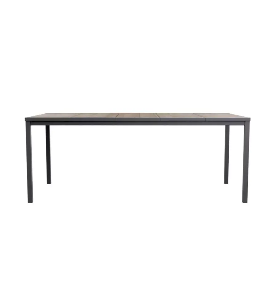 Mobili Da Giardino E Accessori-Keter Tavolo da esterno "porto 200" in metallo grafite e piano effetto legno frassino 200x95x75 cm