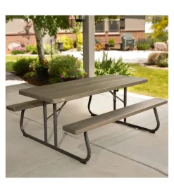 Tavolo da esterno pieghevole "picnic" in polietilene marrone bronzo 183x145x74 cm Mobili Da Giardino E Accessori