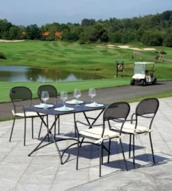 Hot Tavolo da esterno pieghevole solaria "orta" in ferro antracite 120x70x74 cm Mobili Da Giardino E Accessori