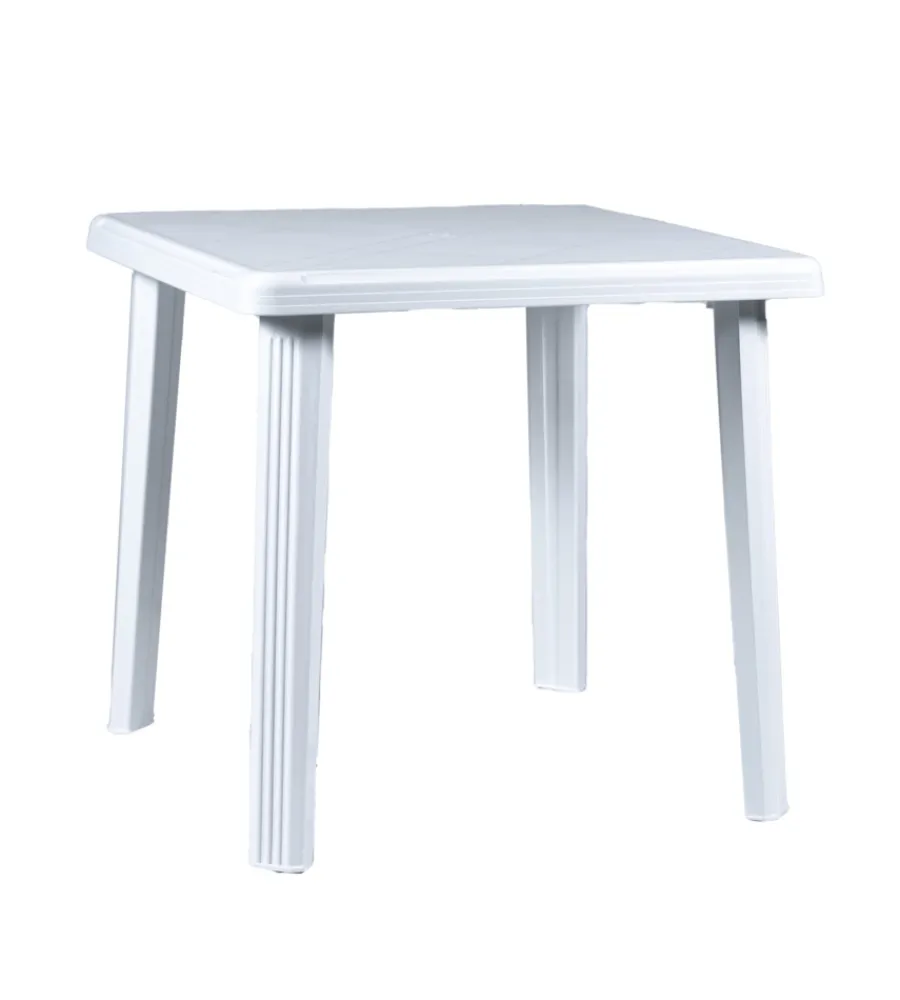 Mobili Da Giardino E Accessori- Tavolo da esterno "rodi" in polipropilene bianco 75x75x73 cm