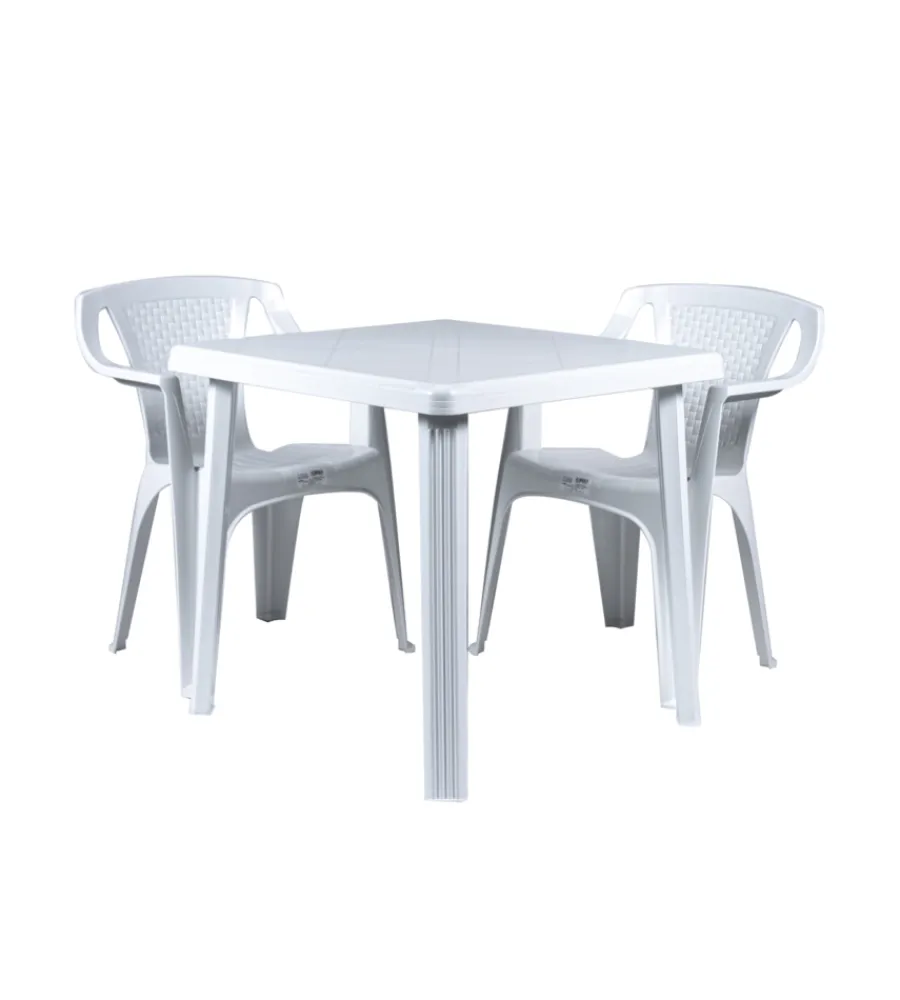Mobili Da Giardino E Accessori- Tavolo da esterno "rodi" in polipropilene bianco 75x75x73 cm