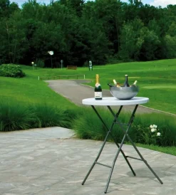 Sale Tavolo da esternorotondo alto solaria "catering" in polietilene bianco 80x80x110 cm Mobili Da Giardino E Accessori