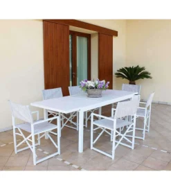 Mobili Da Giardino E Accessori- Tavolo da giardino allungabile elica garden "formentera" in alluminio bianco 160/240x90x75 cm