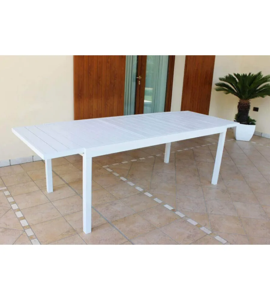 Mobili Da Giardino E Accessori- Tavolo da giardino allungabile elica garden "formentera" in alluminio bianco 160/240x90x75 cm