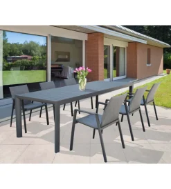 Tavolo da giardino allungabile elica garden "houston" in alluminio antracite 160/240x100x75 cm Mobili Da Giardino E Accessori