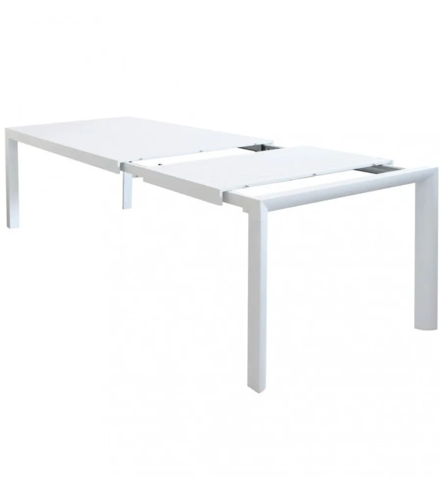 Mobili Da Giardino E Accessori- Tavolo da giardino allungabile elica garden "houston" in alluminio bianco 160/240x100x75 cm