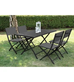 Mobili Da Giardino E Accessori- Tavolo da giardino pieghevole elica garden "alabama" in alluminio antracite 77x130x73 cm