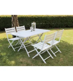 Mobili Da Giardino E Accessori- Tavolo da giardino pieghevole elica garden "alabama" in alluminio bianco 77x130x73 cm