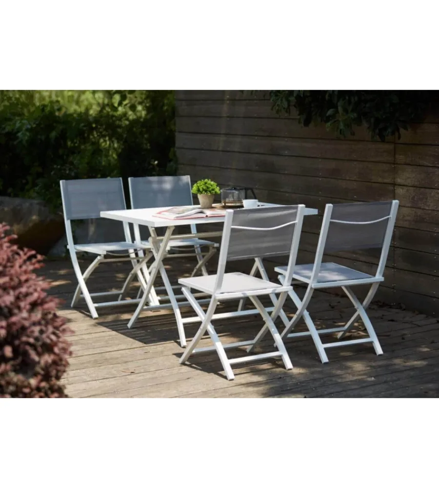 Mobili Da Giardino E Accessori- Tavolo da giardino pieghevole elica garden "alabama" in alluminio bianco 77x130x73 cm