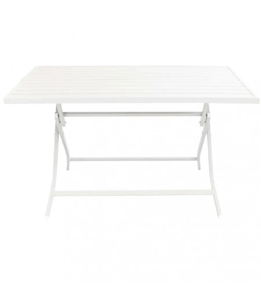 Mobili Da Giardino E Accessori- Tavolo da giardino pieghevole elica garden "alabama" in alluminio bianco 77x130x73 cm