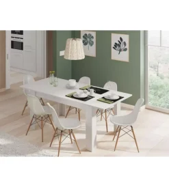 Tavolo da pranzo estensibile bianco, 140-190x90x78 cm Tavoli