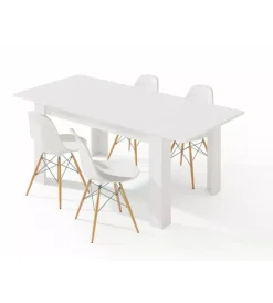 Tavolo da pranzo estensibile bianco, 140-190x90x78 cm Tavoli