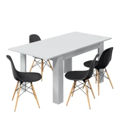 Tavoli|Tavolo da pranzo estensibile bianco lucido, 140-190x90x78 cm