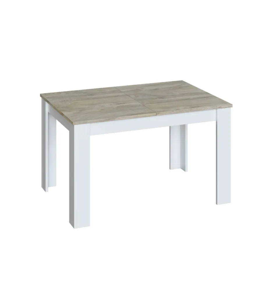 Tavoli- Tavolo da pranzo estensibile bianco e rovere, 140-190x90x78 cm