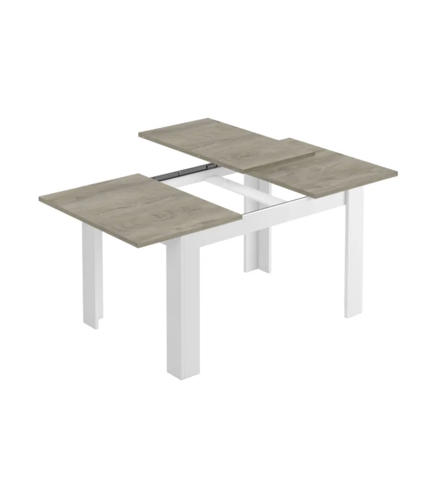 Tavoli- Tavolo da pranzo estensibile bianco e rovere, 140-190x90x78 cm