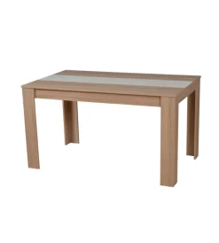 BellaHome Tavoli|Tavolo in quercia con fascia centrale bianca o grigia, 135x80,5x74,5 cm