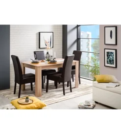 BellaHome Tavoli|Tavolo in quercia con fascia centrale bianca o grigia, 135x80,5x74,5 cm