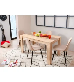 BellaHome Tavoli|Tavolo in quercia con fascia centrale bianca o grigia, 135x80,5x74,5 cm