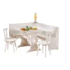 Tavoli- Tavolo panca e 2 sedie in pino massello bianco,  124/146x49x86 cm
