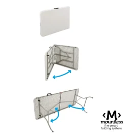 Campeggio-Brunner Tavolo pieghevole a valigia da campeggio "club 150" in acciaio e plastica bianco 152x71x74 cm