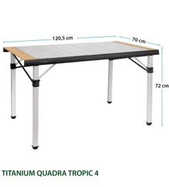 Brunner Campeggio|Tavolo pieghevole da campeggio "quadra tropic 4" in alluminio 120,5x70x72 cm