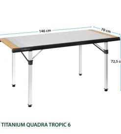 Brunner Campeggio|Tavolo pieghevole da campeggio "quadra tropic 6" in alluminio 146x70x72,5 cm