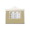 Coperture Per Esterno E Accessori|Telo laterale con finestre per gazebo riviera in tessuto beige 3x3 m