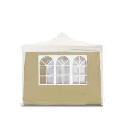 Coperture Per Esterno E Accessori|Telo laterale con finestre per gazebo riviera in tessuto beige 3x3 m