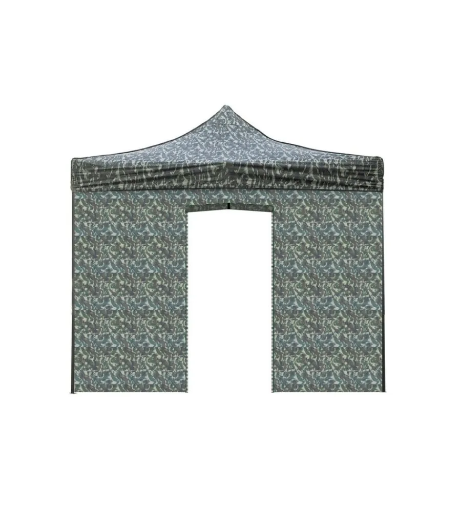 Coperture Per Esterno E Accessori- Telo laterale con porta avvolgibile per gazebo riviera in tessuto impermeabile e anti uv verde effetto militare 3x3 m