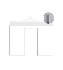 Coperture Per Esterno E Accessori|Telo laterale con porta avvolgibile per gazebo riviera in tessuto impermeabile e anti uv bianco 3x3 m
