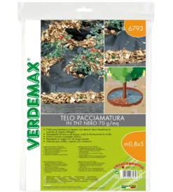 Verdemax Attrezzatura Giardinaggio|Telo pacciamatura tnt nero 0.8x5m