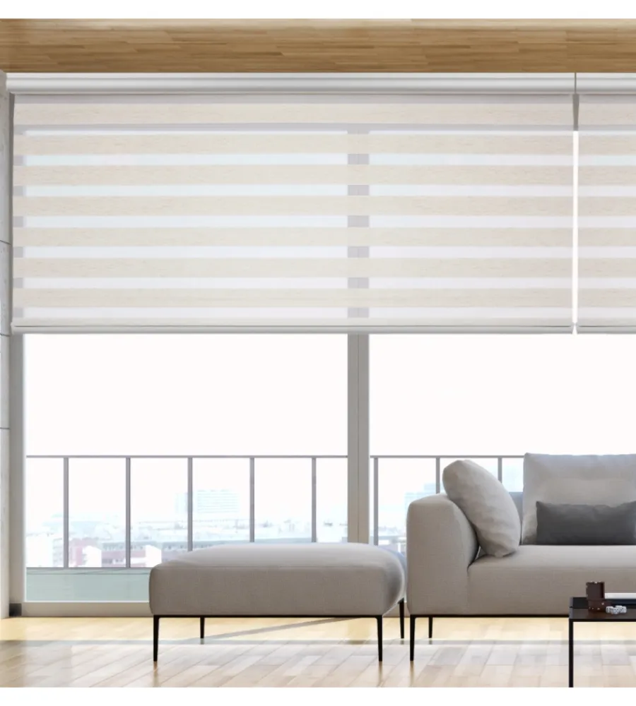 Tessile D'Arredo- Tenda a rullo doppia "platinum" lino, 180x250 cm