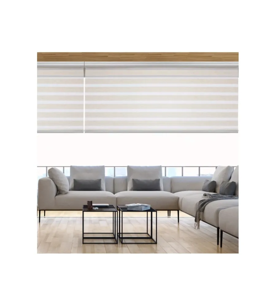 Tessile D'Arredo- Tenda a rullo doppia "platinum" lino, 140x250 cm