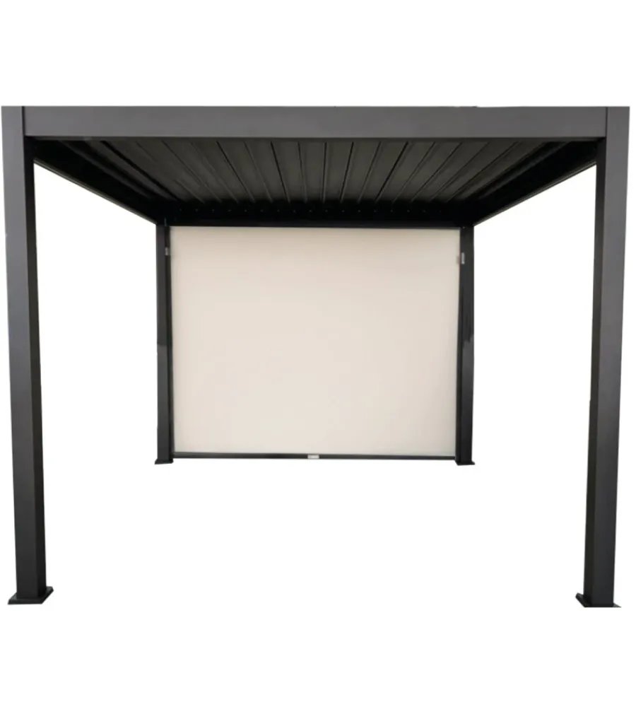 Coperture Per Esterno E Accessori-EuroGarden Tenda laterale oscurante per pergola bioclimatica "atena ed era" in textilene ecrù lato 3 mt