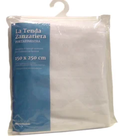 Tessile D'Arredo- Tenda zanzariera ad anelli per portafinestra bianco 150x250 cm