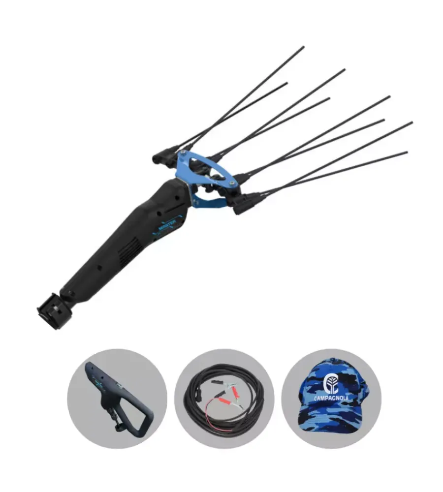 Campagnola Abbacchiatori|Testa abbacchiatore olive elettrico a batteria "master" movimento oscillatorio laterale 12v impugnatura a tre punti, cavo elettrico 13 m e cappellino